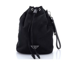 Prada Black Nylon Pouch with Wrist Strap